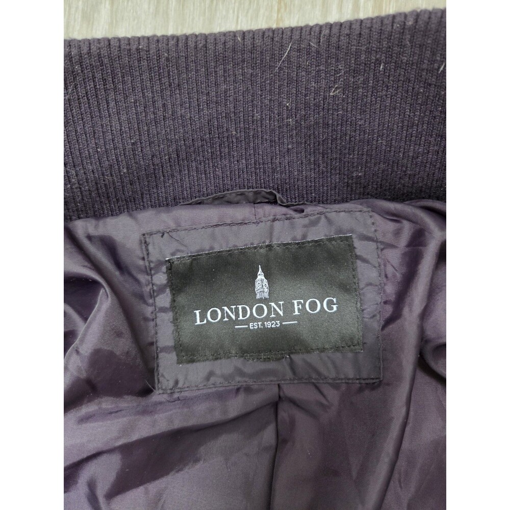 London Fog Womens Down Puffer Coat Plum Purple Snap Zip Jacket Size M EUC - Picture 7 of 11